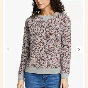 Boden The Animal Stamp Printed Sweatshirt Size Large Purple Gray